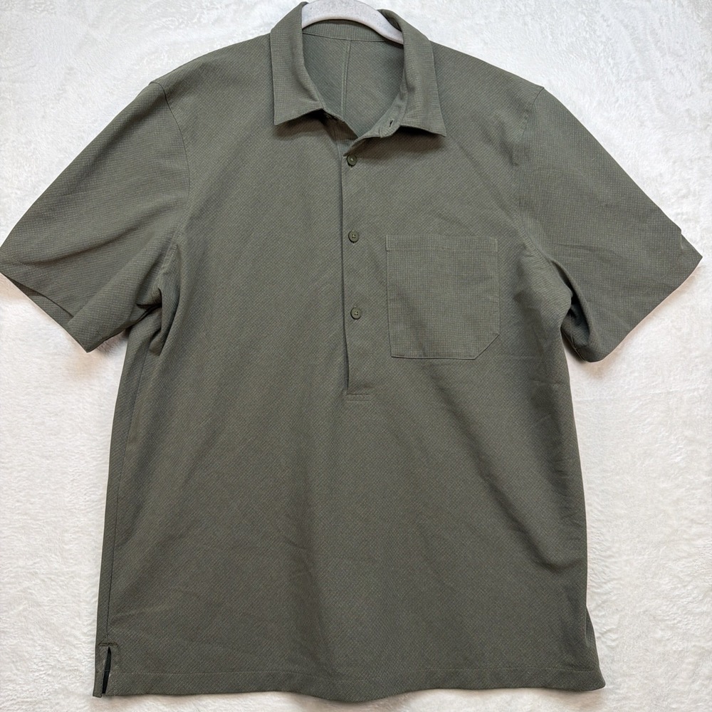 Lululemon Polo Shirt Mens Olive Green Performance Golf Casual Athletic Medium‎